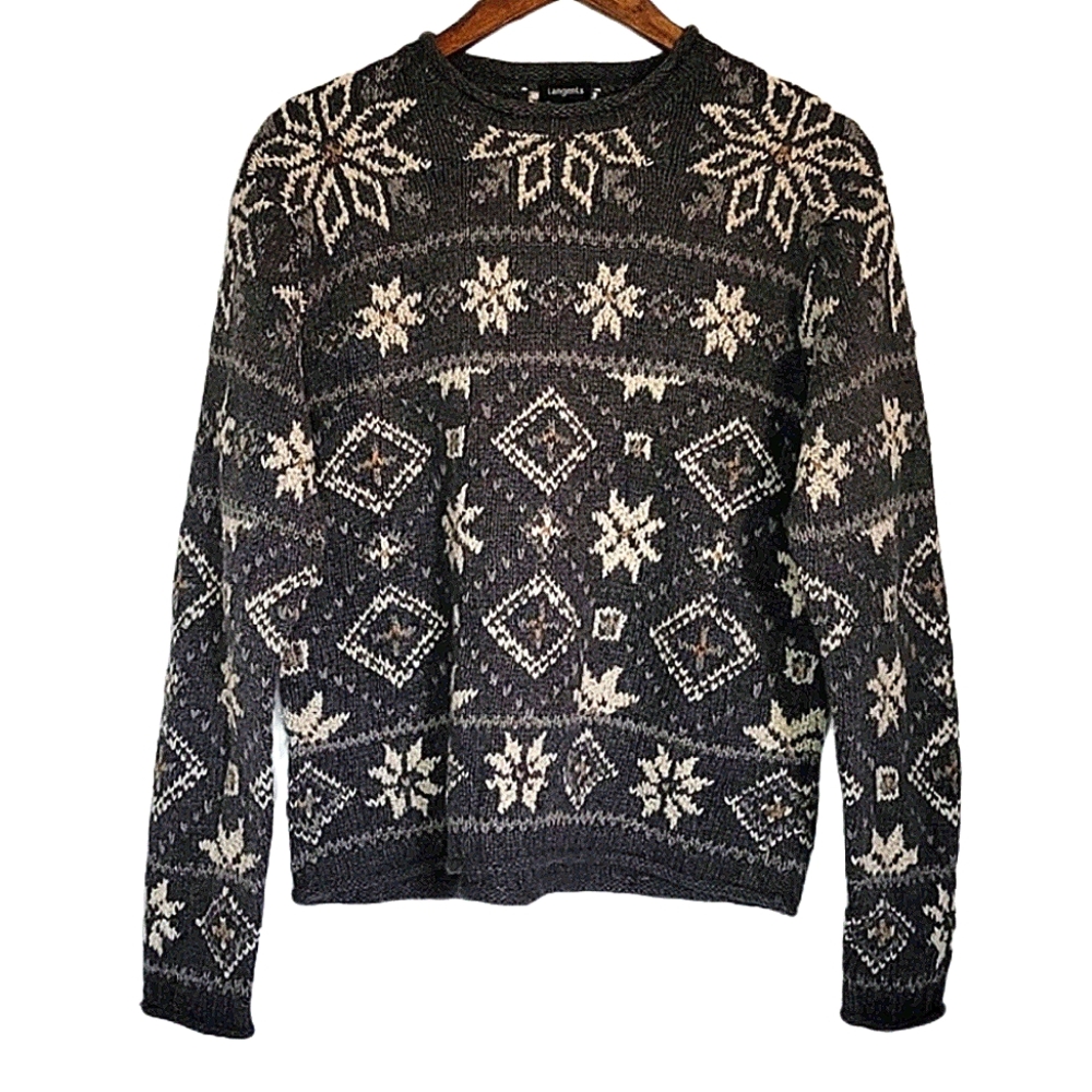 Tangents Patterened Knit Crewneck Sweater …